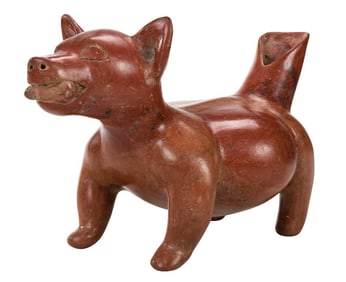 Colima Pottery Redware  Dog Holding Corn