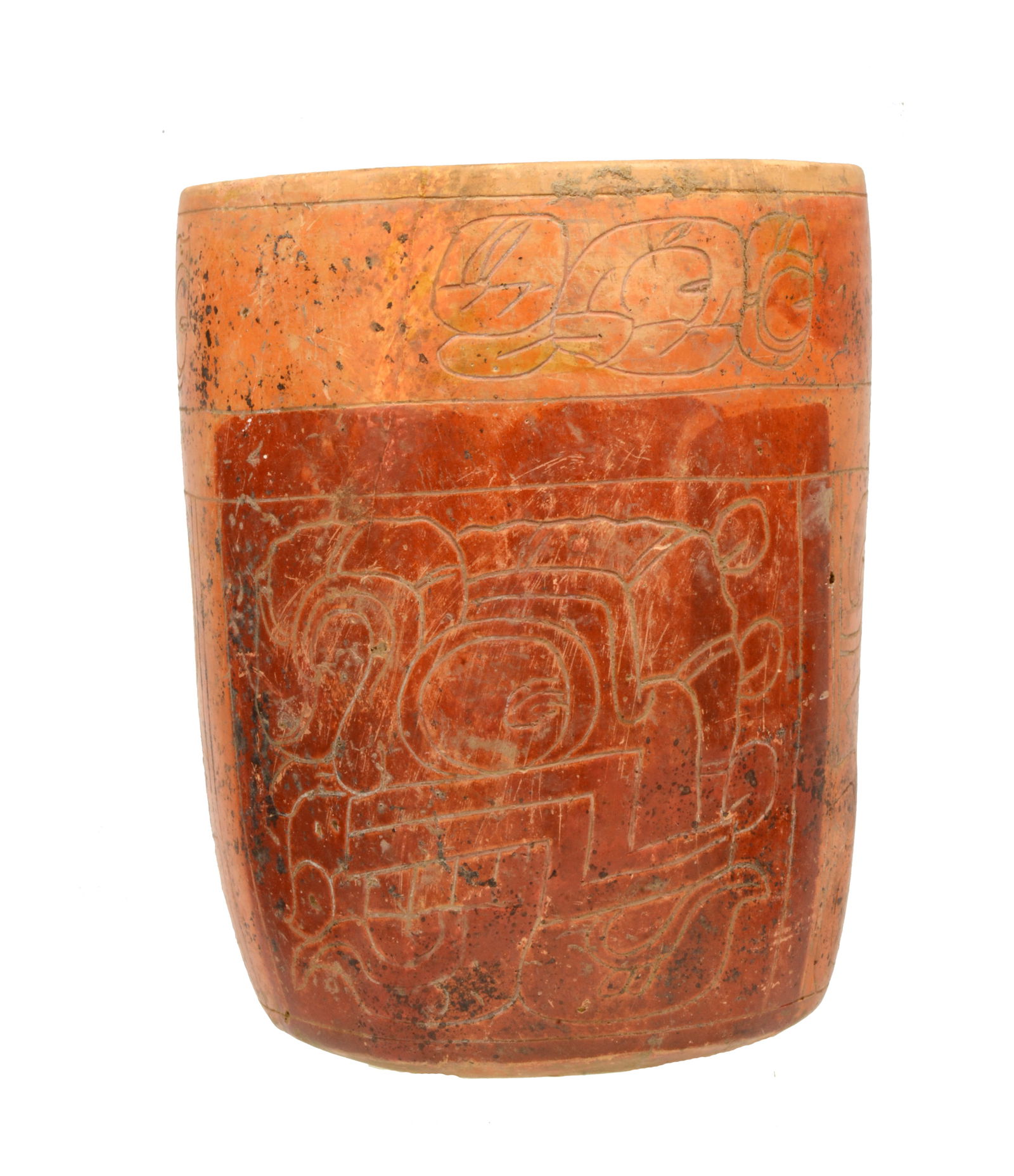 Mayan Incised Pottery Cylinder Vessel (1 of 8)