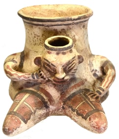Costa Rican Polychrome Pottery Anthropomorphic Urn