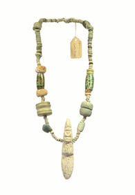 Deaccessioned Costa Rican Greenstone Pendant Necklace