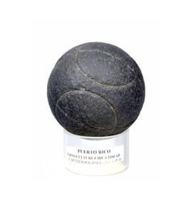 Taino Grey Basalt Stone Incised Sphere