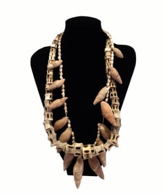 Zapotec Bone and shell Bead Necklaces (2)