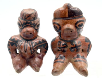 Fine Nicoya Polychrome Pottery Seated Couple