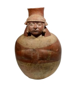 Large Moche Molded Figural Pottery Vessel