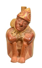 Moche Pottery Figural Dreamer Stirrup Vessel