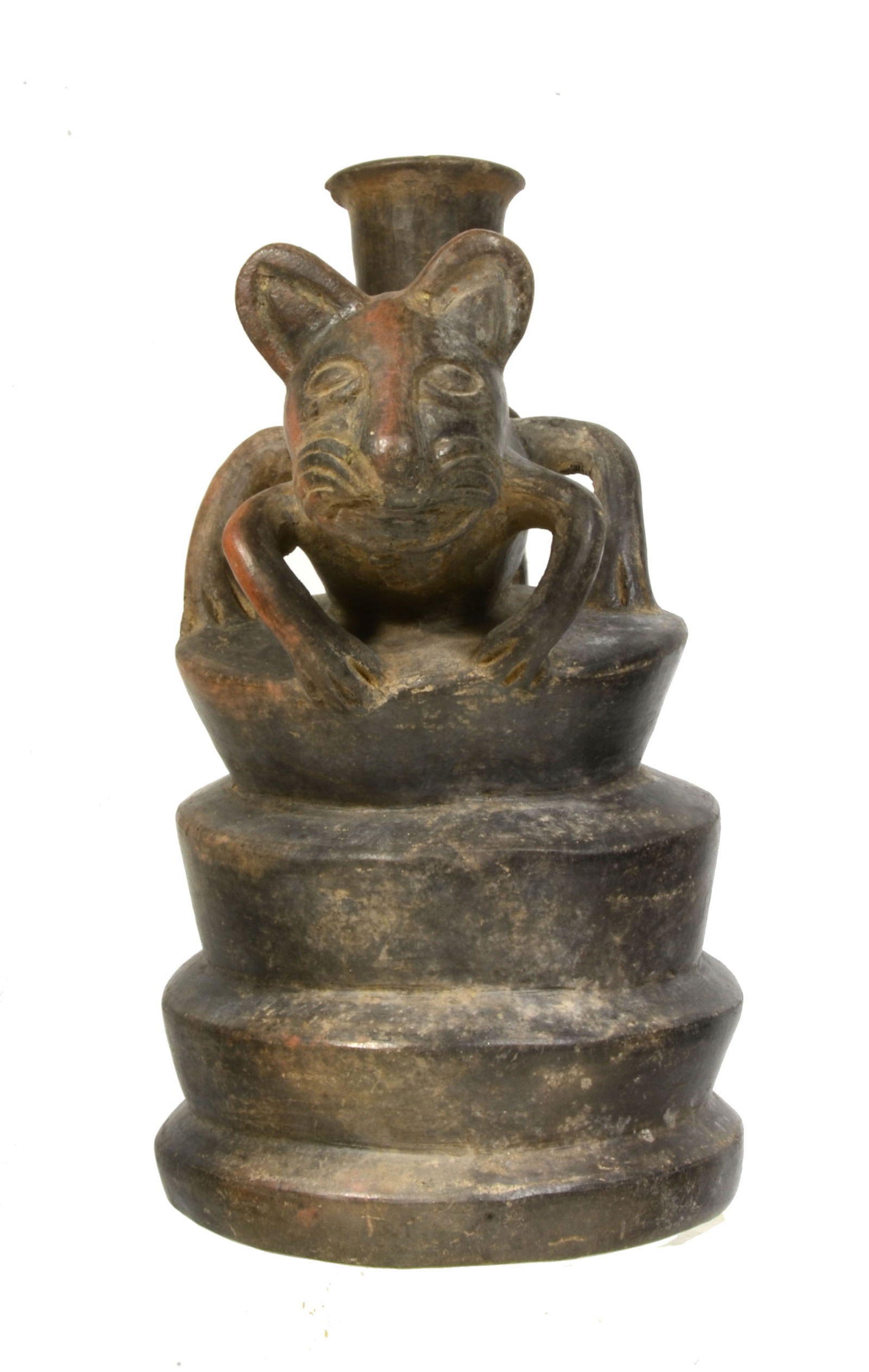 Chimu Inca Blackware Feline Stirrup (1 of 6)