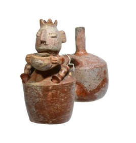 Vicus Figural Double Lobe Whistling Vessel