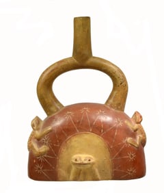 Moche Pottery Stirrup Vessel of the Animal World