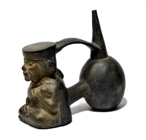 Chimu Double Chamber Figural Whistling Vessel