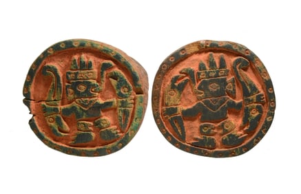 Moche Style Carved Wood Ear Spools