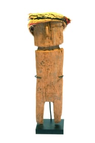Chancay Wood Doll with Textile Headdress