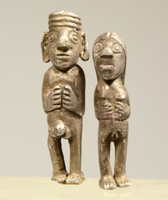 Inca Silver Pair Standing Votive Figures