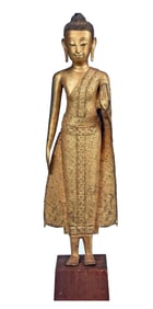 Thai Gilt Bronze Standing Buddha