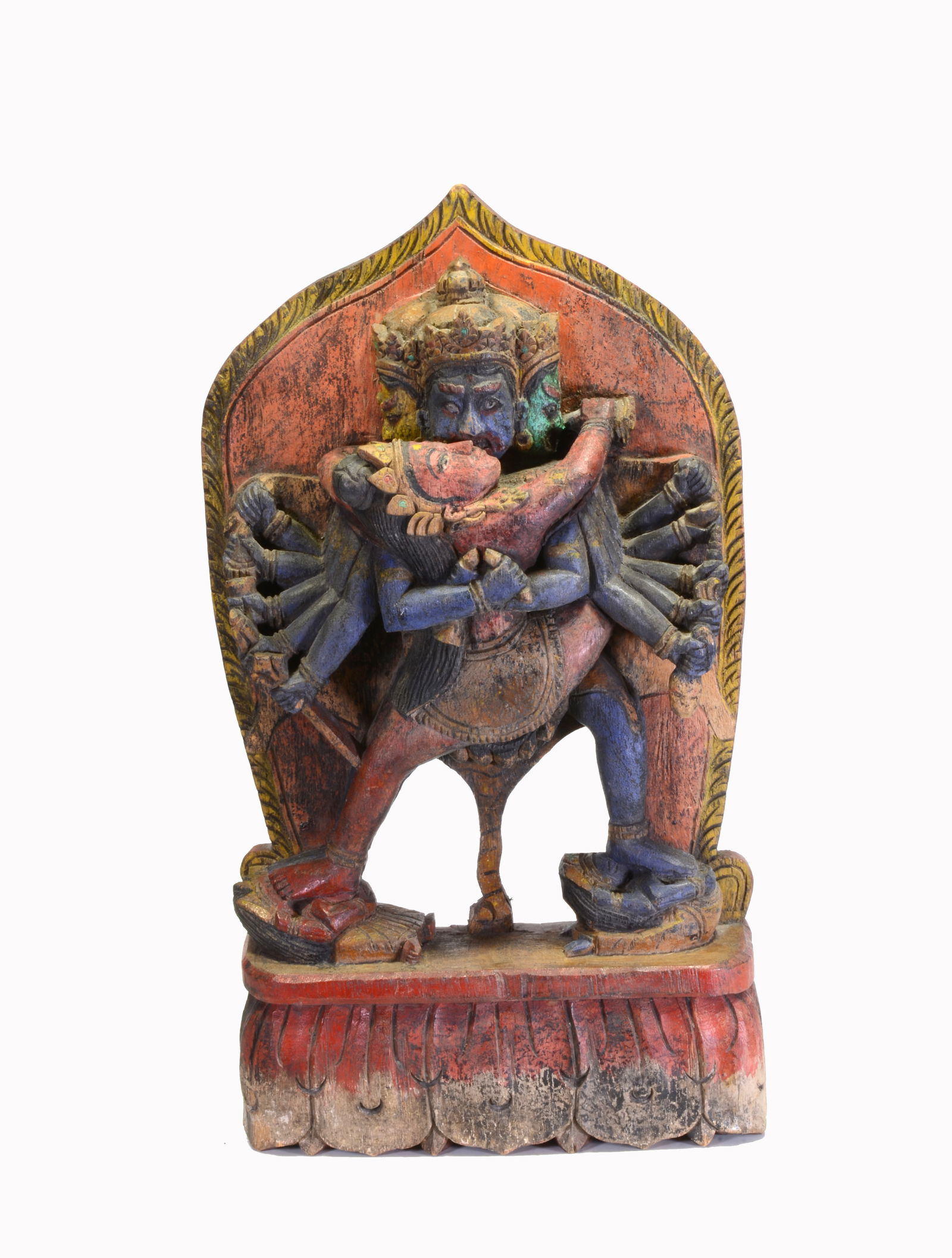 Nepalese Polychrome Wood Tantric Plaque Yab Yum (1 of 4)
