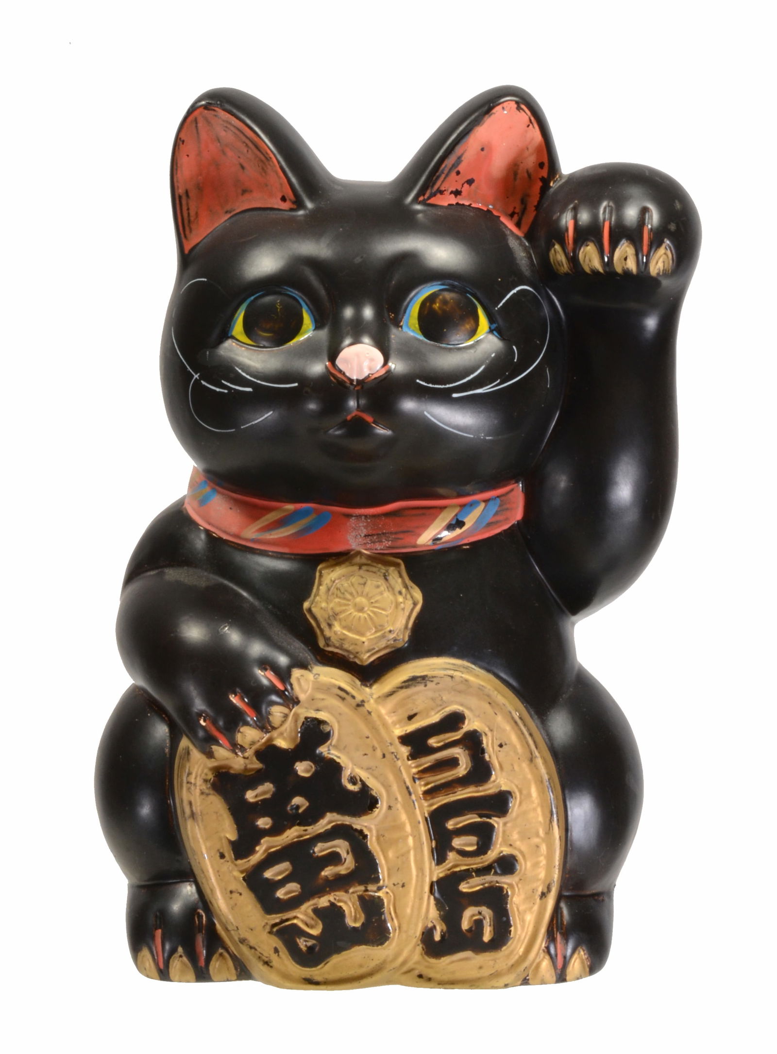 Japanese Maneki Neko Black Lacquer Cat Bank (1 of 4)