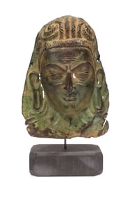 India Bronze Plaque Of a Goddess Head