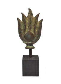 Thai or Burmese Bronze Head Finial from a Buddha