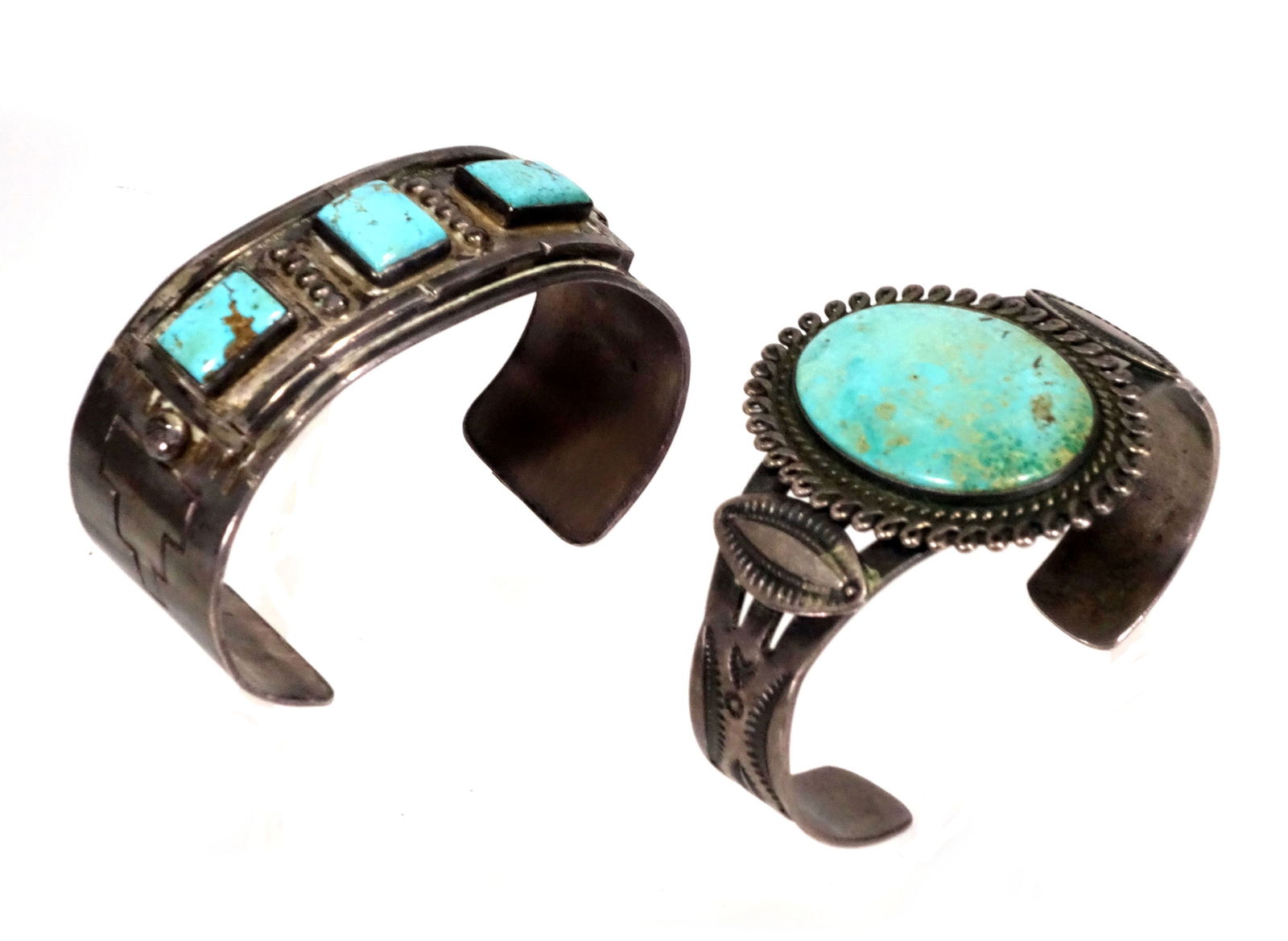 Native American Navajo Silver turquoise Bracelets (2) (1 of 2)