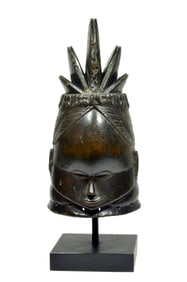 Mende Wood Carved Bundu Helmet Mask