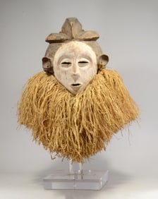 Suku Wood Bi-Chrome Painted Mask