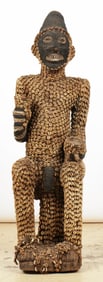 Large African Bamileke Lefem Commemorative Seated Figure Cameroon