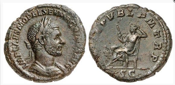 Roman Bronze AE Dupondius Macrinus