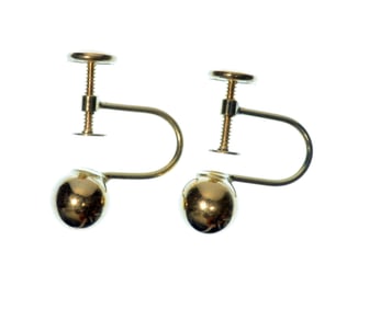 Vintage 1960s 14K Solid Gold Ball Screw Back Classic Midcentury Earrings