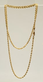 Classic Solid 14K Gold Polished Rope Link Chain Necklace