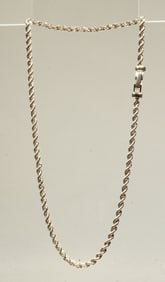 14K diamond cut white gold rope chain choker necklace