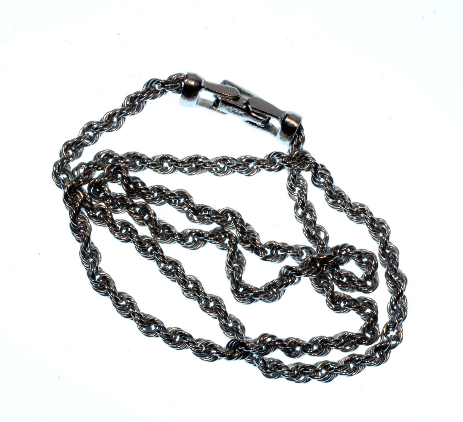 14K diamond cut white gold rope chain choker necklace (1 of 3)