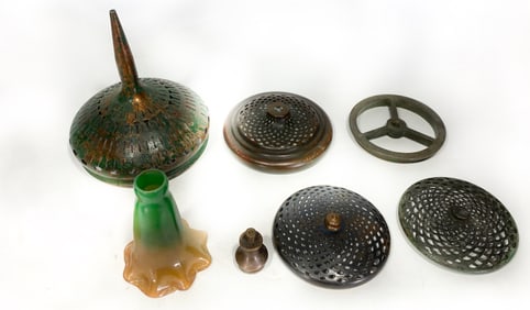 7 pieces of Tiffany attributed lamp parts