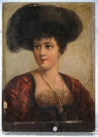 Female Portrait Painting on Board