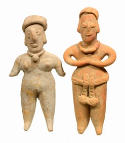 Pair Pre Columbian Standing Colima Flat Figure (2)