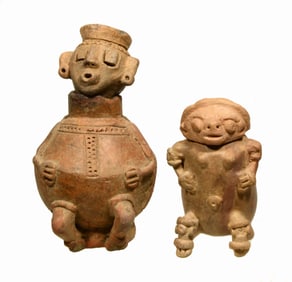 Costa Rican Pair Lidded Anthropomorphic  Containers (2)
