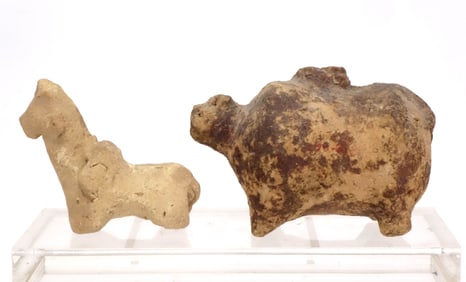 Pair Syrian Pottery Quadrupeds