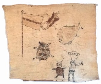 New Guinea Bark Cloth Painting