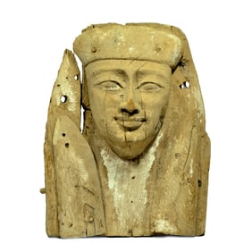Egyptian Wood Bust from a Sarcophagus  Ex Sothebys