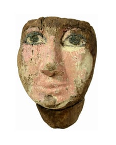 Ancient Egyptian Wood Polychrome Painted Mask