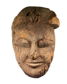 Ancient Egyptian Wood Carved Sarcophagus Mask