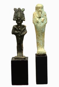 Egyptian Bronze Standing Osiris and Ushabti (2)