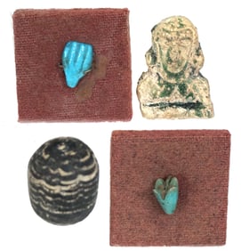 Group of Four Egyptian Amulets and Artifacts, New Kingdom to Roman Period