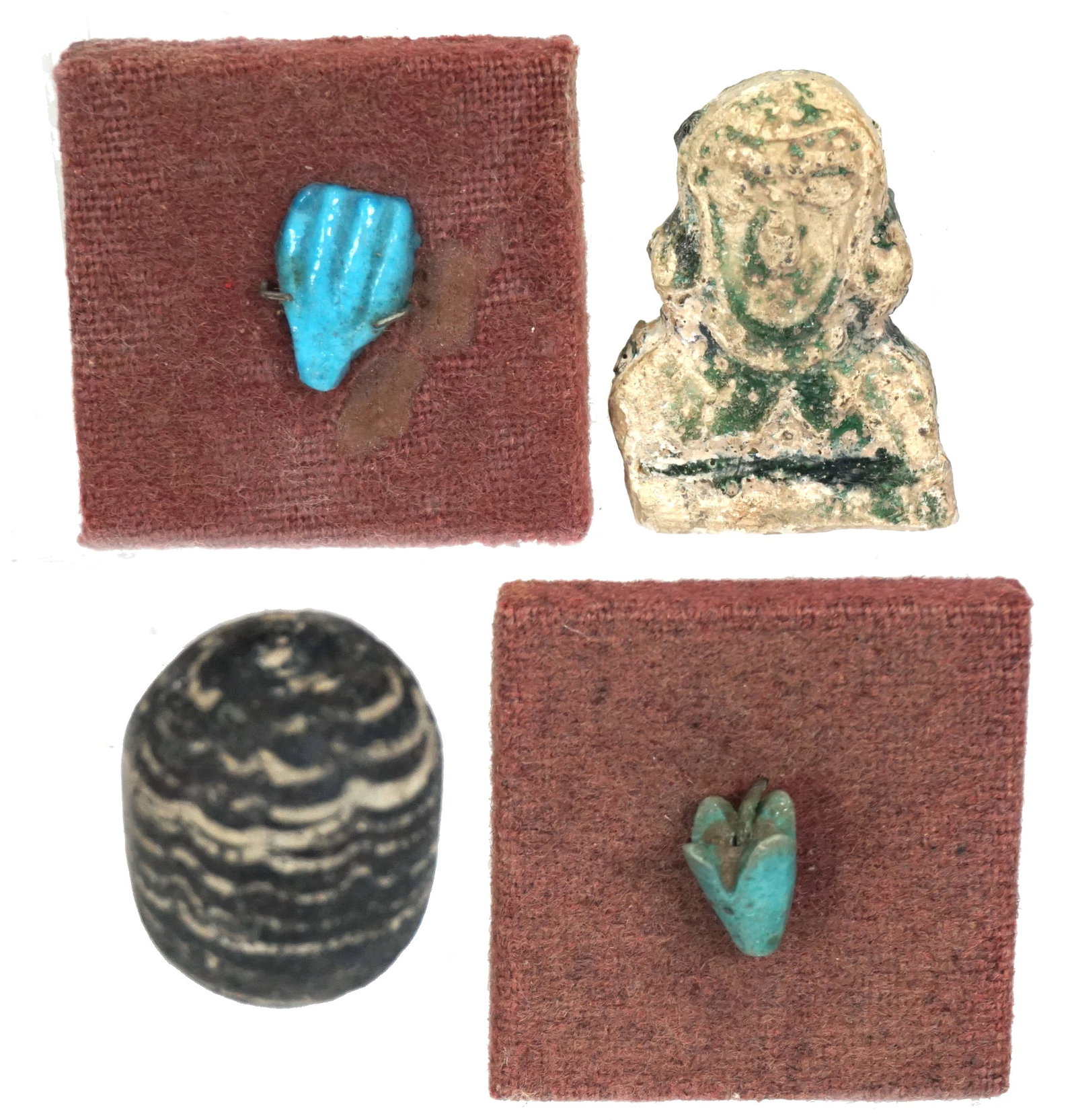 Group of Four Egyptian Amulets and Artifacts, New Kingdom to Roman Period (1 of 2)