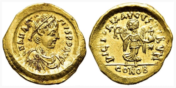 Late Roman Gold Tremissis Anastasius I
