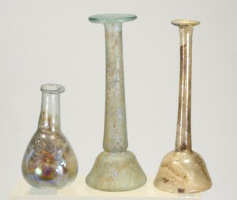 Roman Green Glass Cosmetic Bottles (3)