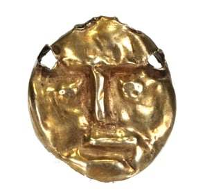 Ancient Greek Gold Applique or Pendant with Stylized Face