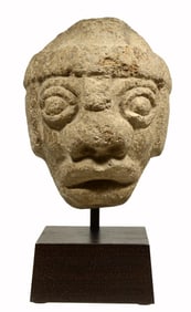 Pre-Columbian Proto Maya Stone Head of a Ball Player