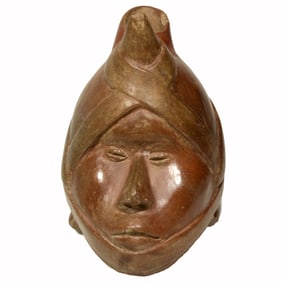 Colima Pottery Trophy Head Vessel Pre-Columbian