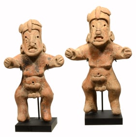 Tlapocoya Pottery Matched Ballplayer Figures Pre-Columbian