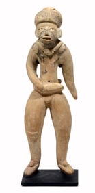 Tall Pre-Columbian Huastec Pottery Ball Player Wearing a Yoke
