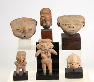 Pre Columbian Pottery Figural Lot (6)